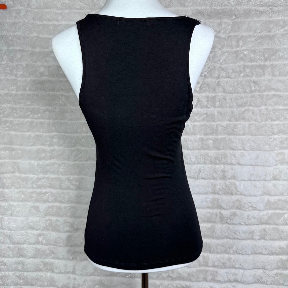 CERES Black Rhinestone Embellished Tank Top Racerback Women's Size L - Picture 5 of 8